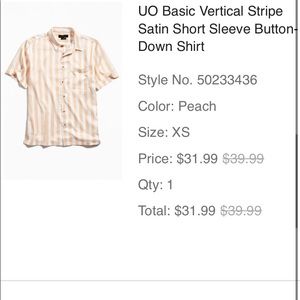 Urban Outfitters Mens XS satin peach button up NWT